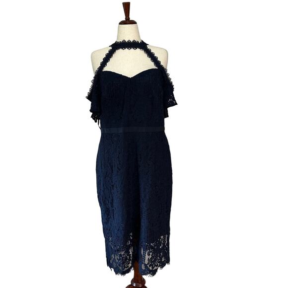 CITY CHIC Women's Pippa Lace Dress Size M In Navy - Picture 1 of 13